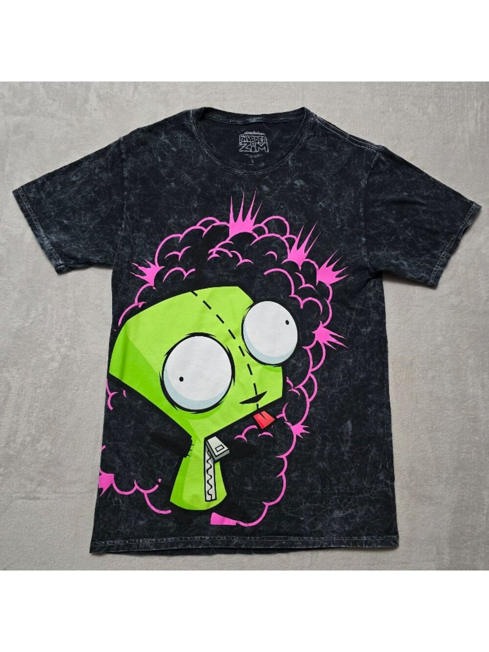 Invader Zim GIR Explosion Acid Wash Boyfriend Fit T-Shirt Size Juniors Small